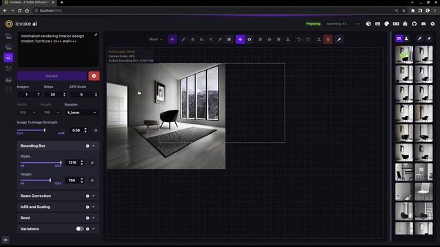InvokeAi - Using unified canvas to create modern interior смотреть онлайн