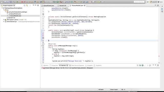 Java program to read messages from Weblogic JMS (Java Messaging Service) queue смотреть онлайн