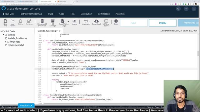 Build a birthday reminder skill using DynamoDB Part 2 | Build Skills with Rahul EP 08 | Python SDK смотреть онлайн