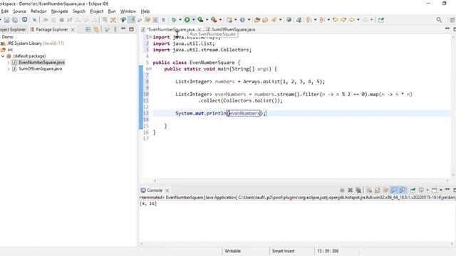 Find Sum of Squares of Even Number Java 8 смотреть онлайн
