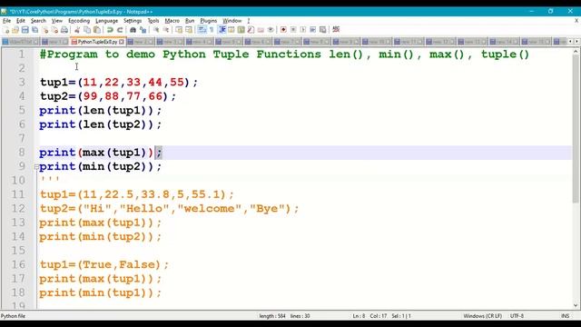 Python Tuple Functions | Python Tuple len(), min(), max(), tuple() functions | Python Functions |#9 смотреть онлайн