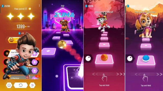 Super Rider - Zuma - Marshall - Skye !! Tiles Hop Game !! Tiles Hop EDM Rush