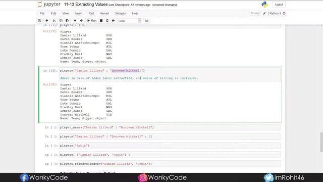 Extracting Values by Index Label | Pandas Tutorials | Data Science | WonkyCode | Telugu смотреть онлайн