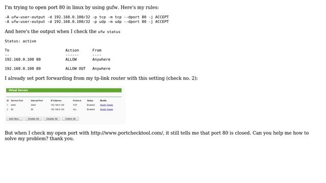 Open port 80 in Linux does not work смотреть онлайн