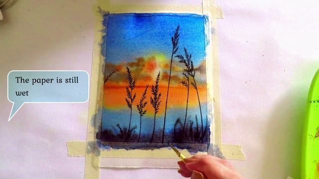 Watercolor Sunset and Silhouette - Watercolour Painting | Watercolour Tutorial смотреть онлайн