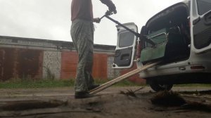 Погрузка мотобуксировщика в Ларгус.