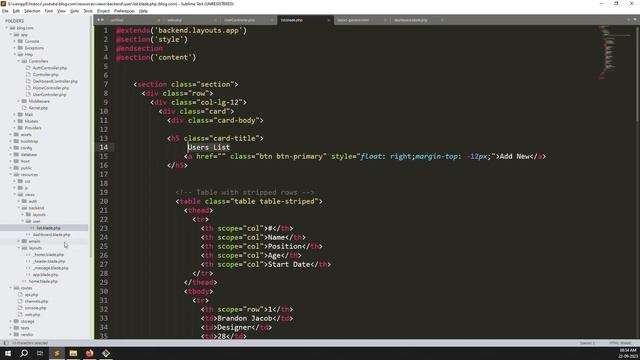 #13 User List and Pagination in Admin Panel using Laravel 10 | Blog Project in Laravel 10 смотреть онлайн