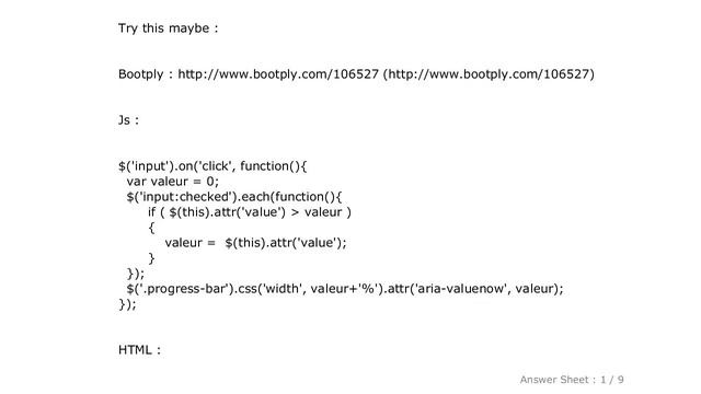 JavaScript : Dynamically change bootstrap progress bar value when checkboxes checked смотреть онлайн
