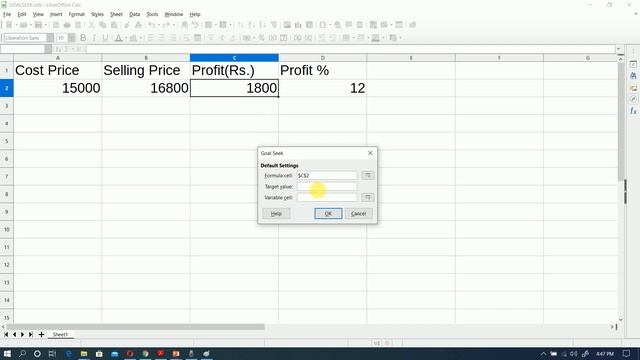 USING GOALSEEK IN LIBREOFFICE CALC смотреть онлайн