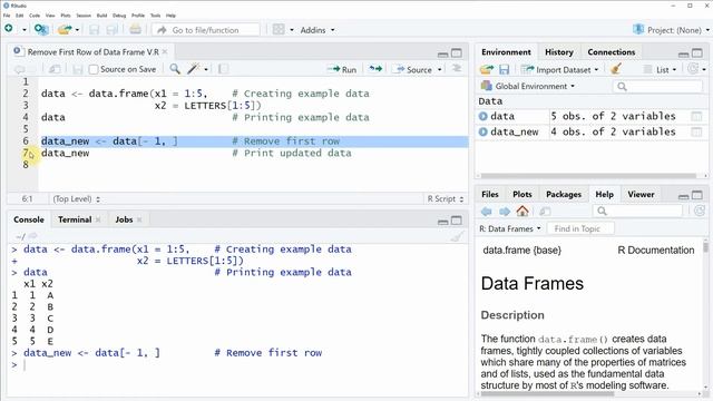 Remove First Row of Data Frame in R (Example) | Delete Top of Matrix | Subsetting Table without Hea смотреть онлайн