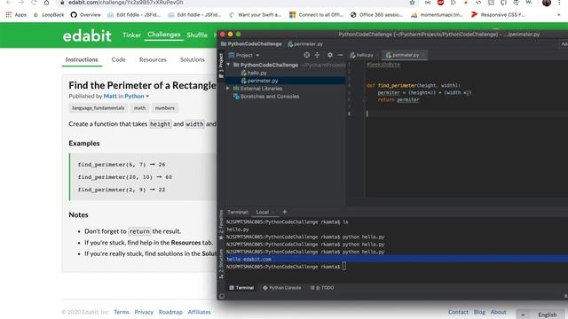 Python edabit Challenge : Find the Perimeter of a Rectangle смотреть онлайн