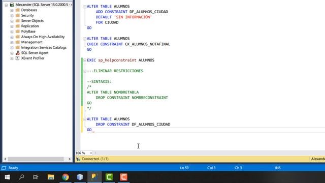 ELIMINAR RESTRICCIONES (DROP CONSTRAINT) - SQL SERVER смотреть онлайн