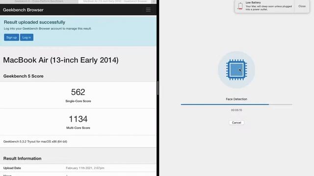 MacBook Air (early 2014) Geekbench 5 Test