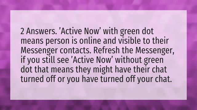 What does it mean when there is a green dot next to the video icon in Facebook Messenger? смотреть онлайн