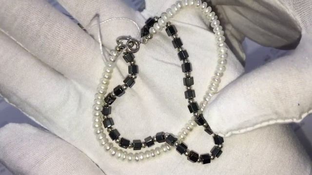 Браслет из культивированного жемчуга и гематита (01Б351704-1) смотреть онлайн