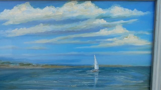 "Белый парус. #Азовскоеморе"" морской пейзаж Н.Журавлёвой, живопись #ZhNataly картина 40х60 пленэр смотреть онлайн