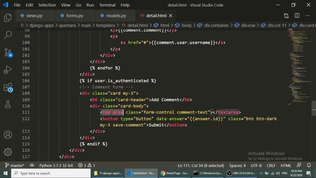 Django | Django Tutorial | Save answer with Django model form | Q&A Website in Django смотреть онлайн