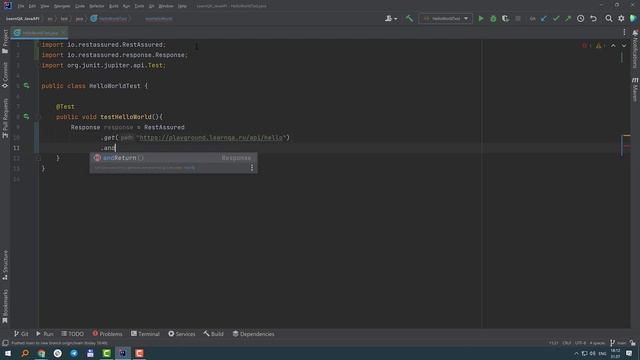 Создание API теста на Java смотреть онлайн