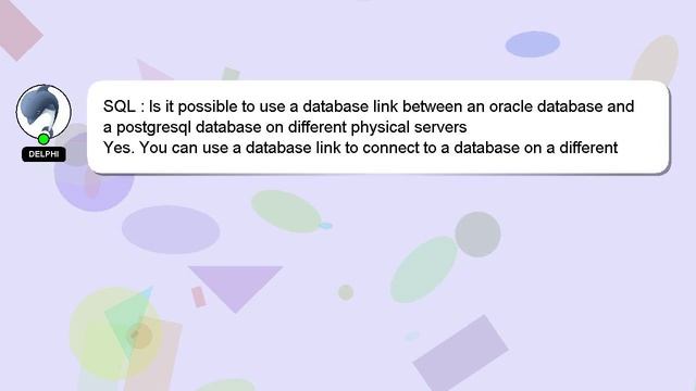 SQL : Is it possible to use a database link between an oracle database and a postgresql database on смотреть онлайн