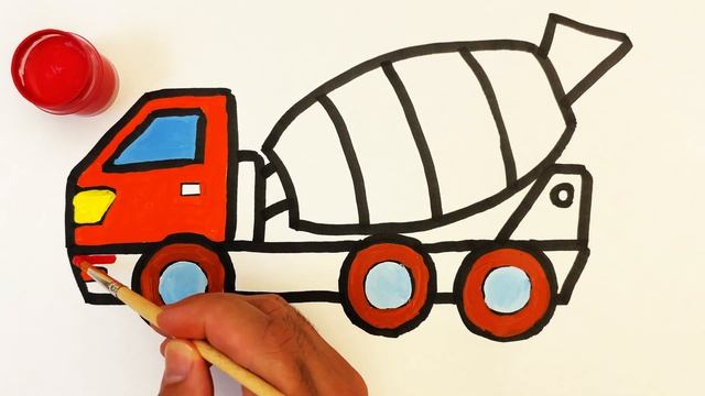 Bolalar uchun rasm chizish/Drawing Concrete mixer for children/Рисование Бетономешалка для детей смотреть онлайн