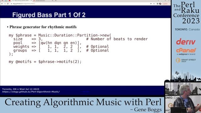 Creating Algorithmic Music with Perl - Gene Boggs - TPRC 2023 смотреть онлайн