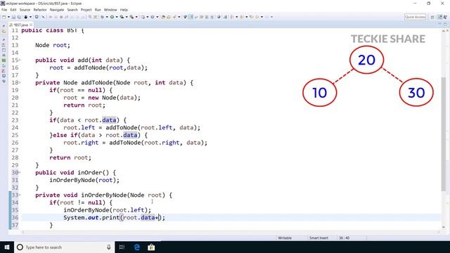 Data Structures and Algorithms | Binary Search Tree | BST | Insertion | Java | Teckieshare смотреть онлайн