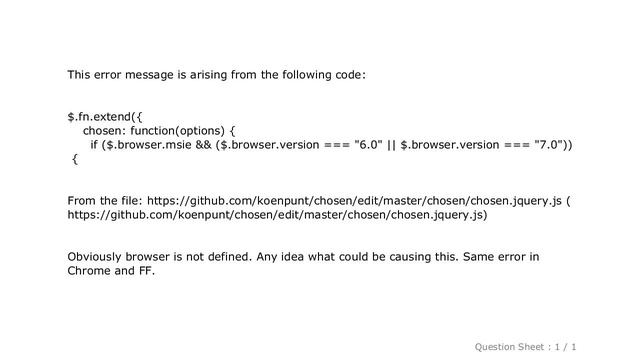 jQuery : Uncaught TypeError: Cannot read property 'msie' of undefined смотреть онлайн