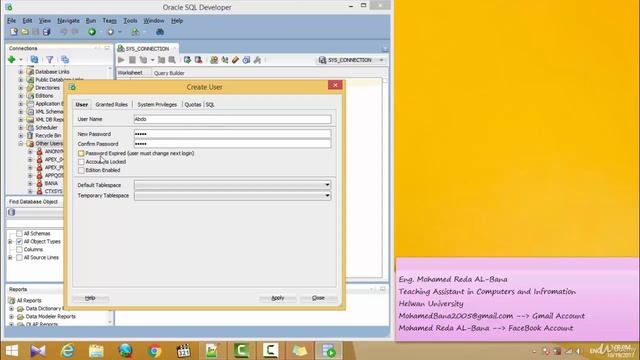 دورة ORACLE الحلقة 19 # How To Create User Using Oracle SQL Developer . смотреть онлайн