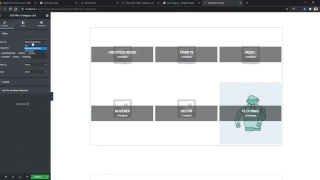 Woocommerce Category List Widget For Elementor Using Elementskit