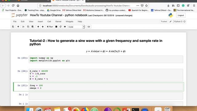 Audio Processing # 2 : How to generate sine wave with given frequence and sampling rate смотреть онлайн