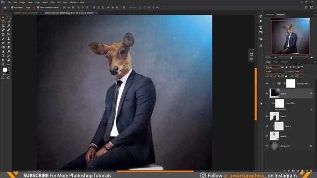 How to create an Animal Human Portrait in Adobe Photoshop (Speed Art) смотреть онлайн