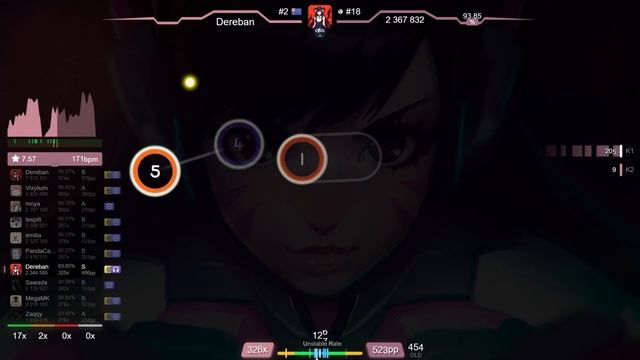 Dereban | Cash Cash - Overtime [Extra] +HDDT 94.57% {579pp 1xSB} - osu! смотреть онлайн