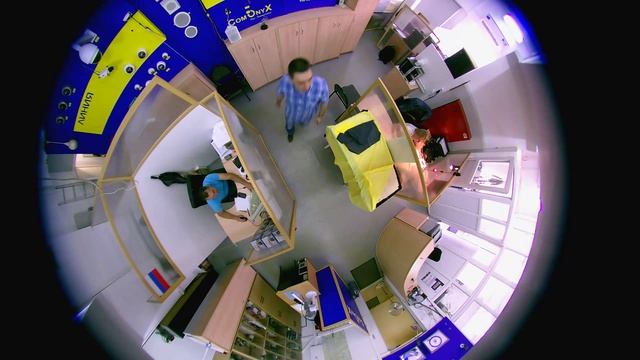 Панорамная FishEye IP-камера CO-PRO-0101. Офис днем. смотреть онлайн