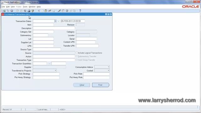 WMS LPN Material Transaction Query, Oracle Applications Training смотреть онлайн