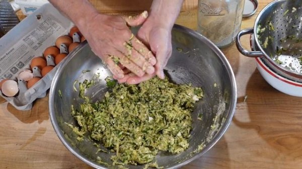 Authentic Zucchini Fritters with Feta, Cheddar, Mint and Parsley