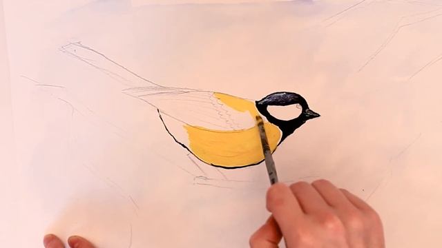 Рисуем вместе синичку на веточке рябины смотреть онлайн