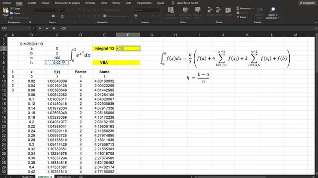 MÉTODO DE SIMPSON 1/3 PARA INTEGRALES - CÓDIGO VBA/EXCEL смотреть онлайн