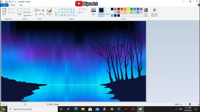 How To Draw In Ms Paint | Drawing In Paint In Computer | Paint In Computer | Scenery Drawing