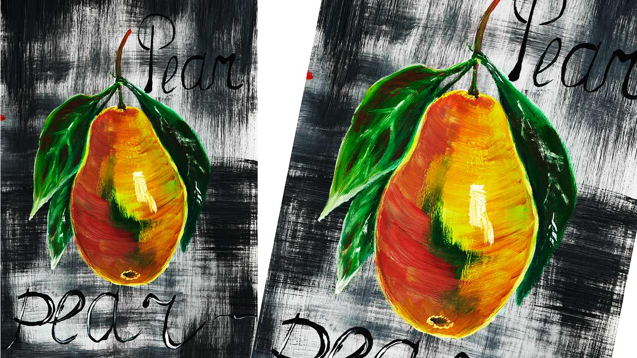 Интерьерная картина. Рисуем картину для кухни. Как нарисовать грушу. Фрукты гуашью. смотреть онлайн