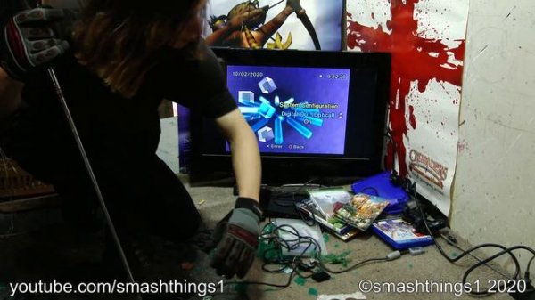 Angry Gamer Destroys Sony PlayStation 2 Slim Console