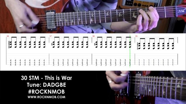 Guitar lesson (tutorial/tabs) 30 Seconds to Mars - This is War (Rocknmob) смотреть онлайн