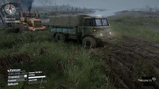 Spintires MudRunner. Карта Долина. Вытаскиваем кировец шишигой B-66
