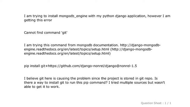 Django : Cannot find command 'git' - windows смотреть онлайн