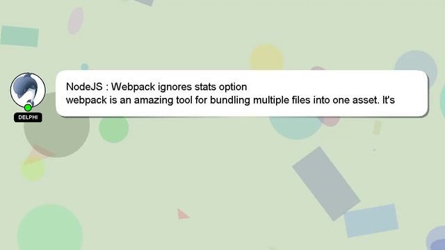 NodeJS : Webpack ignores stats option смотреть онлайн