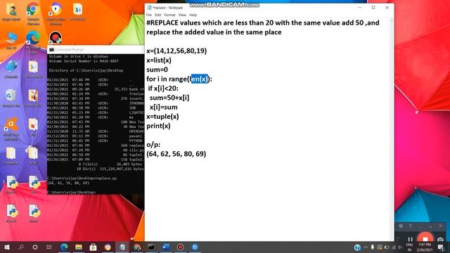 PYTHON:REPLACEvalues which LESS THAN 20 with same value add 50,replace the added value in same plac смотреть онлайн