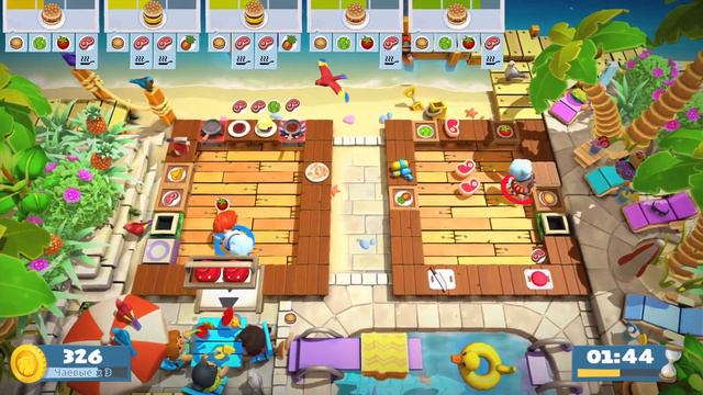 Overcooked 2 Surf 'n' Turf DLC Уровень 1-3 3 звезды, 2 игрока. Co-op смотреть онлайн