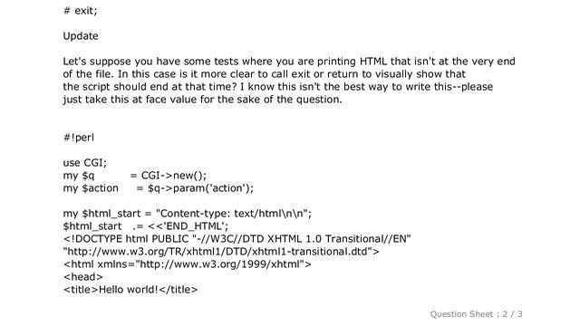 HTML : What do I do after printing HTML in my Perl CGI script? смотреть онлайн