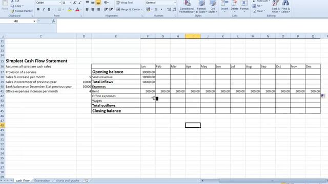 Spreadsheet Simple Cash Flow Statement