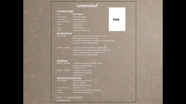 Lebenslauf Резюме Структура и содержание смотреть онлайн