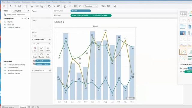 #8 Tableau Public Multiple lines Combination chart Dual Axis смотреть онлайн